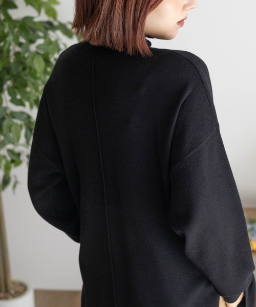 HusHusH（ハッシュアッシュ）の「【HusHusH/ハッシュアッシュ】リブタートルネック ニットチュニック（ニット/セーター・レディース・ラベンダー/モカ/ブラック・M/L）」の7枚目の写真