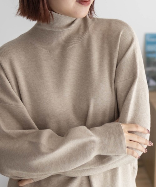 HusHusH（ハッシュアッシュ）の「【HusHusH/ハッシュアッシュ】リブタートルネック ニットチュニック（ニット/セーター・レディース・ラベンダー/モカ/ブラック・M/L）」の11枚目の写真