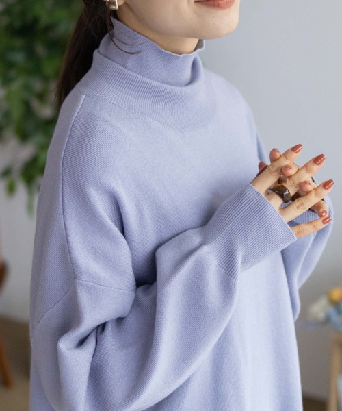 HusHusH（ハッシュアッシュ）の「【HusHusH/ハッシュアッシュ】リブタートルネック ニットチュニック（ニット/セーター・レディース・ラベンダー/モカ/ブラック・M/L）」の14枚目の写真
