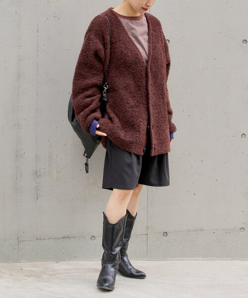 WHIMSIC(ウィムジック)の「【UNISEX】フェザーヤーンニットカーディガン(カーディガン/ボレロ・レディース・グレー/チャコールグレー/ブラウン・FREE)」の12枚目の写真