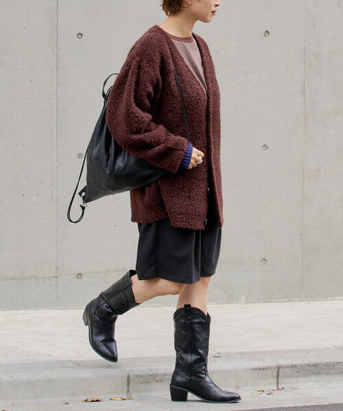 WHIMSIC(ウィムジック)の「【UNISEX】フェザーヤーンニットカーディガン(カーディガン/ボレロ・レディース・グレー/チャコールグレー/ブラウン・FREE)」の13枚目の写真