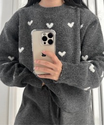 lawgy | drop shoulder soft touch heart knit / ドロップショルダーソフトタッチハートニット(ニット/セーター)