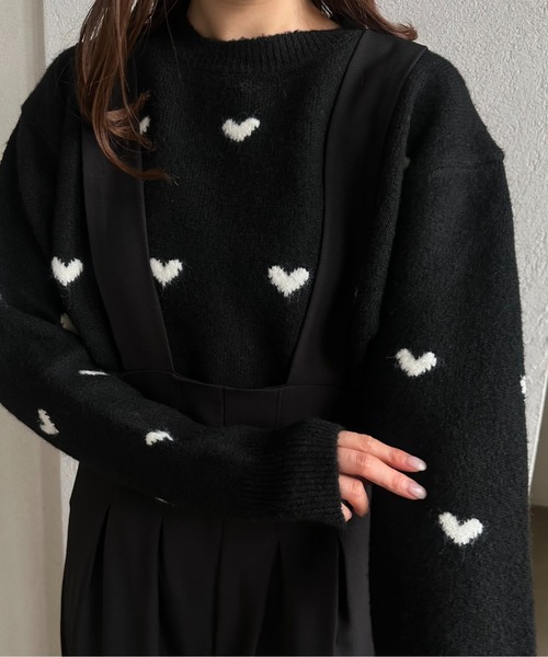 lawgy（ラウジー）の「drop shoulder soft touch heart knit / ドロップショルダーソフトタッチハートニット（ニット/セーター・レディース・グレー/アイボリー/ブラック/ネイビー・FREE）」の12枚目の写真