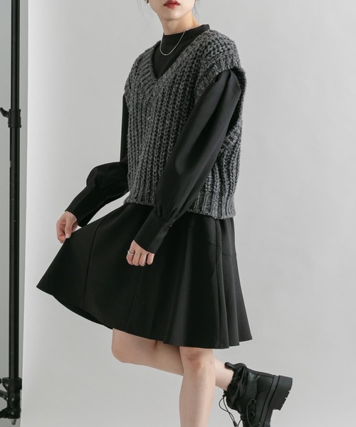 KBF（ケイビーエフ）の「タックスリーブミニワンピース（ワンピース・レディース・ブラック/ダークブラウン/イエロー系その他・ONE）」の5枚目の写真