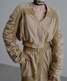 【CHENTAITAI】ギャザースリーブ ジップブルゾン CTW24a020