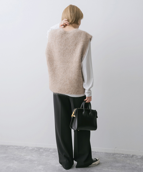 Spick & Span（スピックアンドスパン）の「アルパカ混ニットベスト（ベスト・レディース・グレー/ベージュ・FREE）」の10枚目の写真