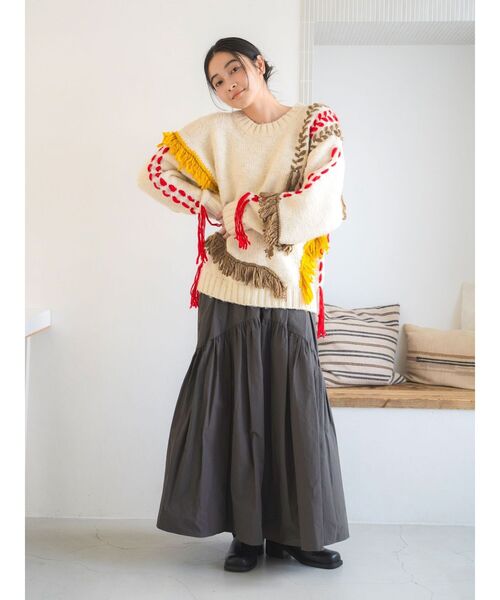 Ungrid（アングリッド）の「レースアップデザインルーズニット（ニット/セーター・レディース・チャコールグレー/オフホワイト/ブルー・FREE）」の11枚目の写真