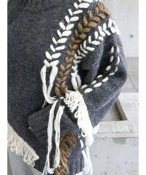 Ungrid（アングリッド）の「レースアップデザインルーズニット（ニット/セーター・レディース・チャコールグレー/オフホワイト/ブルー・FREE）」の21枚目の写真