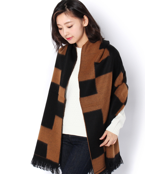 WHO'S WHO gallery（フーズフーギャラリー）の「【CORNILLON】パネルストール（マフラー・レディース・ブラック/ブラウン/ネイビー・FREE）」の11枚目の写真