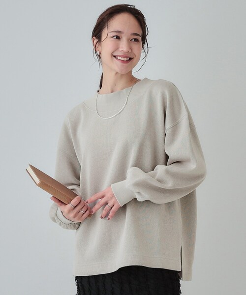 SHOO・LA・RUE（シューラルー）の「◆【S-LL】大人カジュアルに オフネックニットソー（Tシャツ/カットソー・レディース・グレー/ブラック/ブルーグリーン/ボルドー・01/02/03/04）」の2枚目の写真