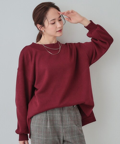 SHOO・LA・RUE（シューラルー）の「◆【S-LL】大人カジュアルに オフネックニットソー（Tシャツ/カットソー・レディース・グレー/ブラック/ブルーグリーン/ボルドー・01/02/03/04）」の4枚目の写真