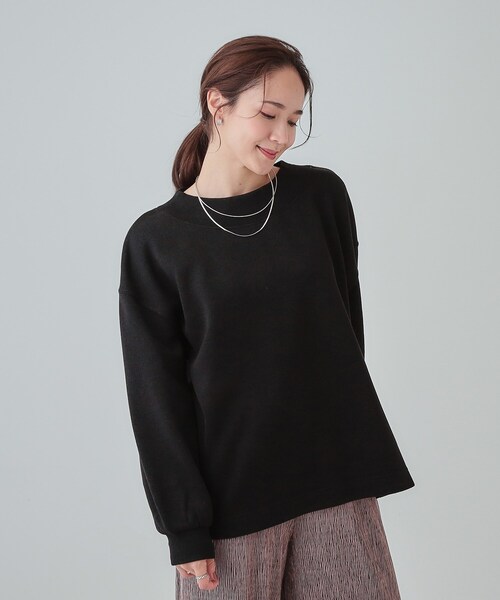 SHOO・LA・RUE（シューラルー）の「◆【S-LL】大人カジュアルに オフネックニットソー（Tシャツ/カットソー・レディース・グレー/ブラック/ブルーグリーン/ボルドー・01/02/03/04）」の15枚目の写真