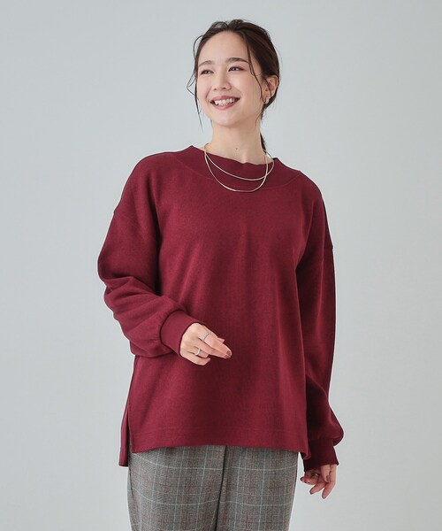 SHOO・LA・RUE（シューラルー）の「◆【S-LL】大人カジュアルに オフネックニットソー（Tシャツ/カットソー・レディース・グレー/ブラック/ブルーグリーン/ボルドー・01/02/03/04）」の19枚目の写真