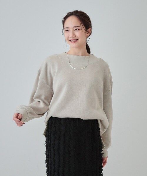 SHOO・LA・RUE（シューラルー）の「◆【S-LL】大人カジュアルに オフネックニットソー（Tシャツ/カットソー・レディース・グレー/ブラック/ブルーグリーン/ボルドー・01/02/03/04）」の5枚目の写真