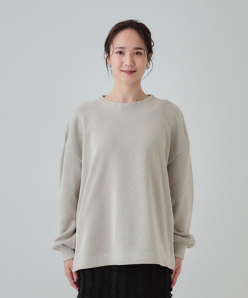 SHOO・LA・RUE（シューラルー）の「◆【S-LL】大人カジュアルに オフネックニットソー（Tシャツ/カットソー・レディース・グレー/ブラック/ブルーグリーン/ボルドー・01/02/03/04）」の8枚目の写真