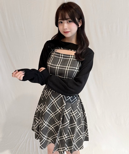 NOMAE ショートニット× キャミワンピース セット ミニ セール】ショートニット×キャミワンピースセット（ワンピース