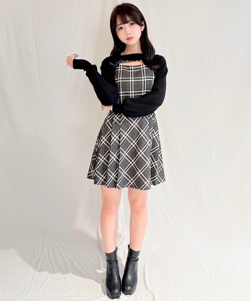 ショートニット×キャミワンピースセット（ワンピース）｜NOMAE