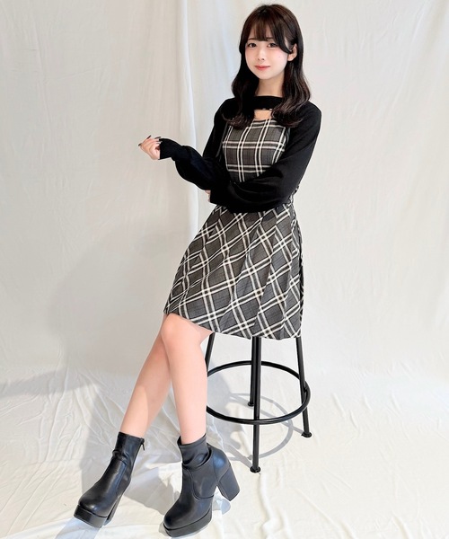 NOMAE ショートニット×キャミワンピースセット ベージュ NOMAE（ノーマエ）の「ショートニット×キャミワンピースセット