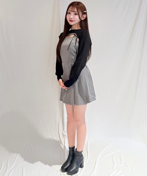 セール】ショートニット×キャミワンピースセット（ワンピース）｜NOMAE