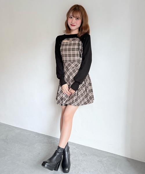 セール】ショートニット×キャミワンピースセット（ワンピース）｜NOMAE