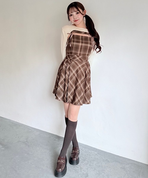 NOMAE ショートニット×キャミワンピースセット ベージュ セール】ショートニット×キャミワンピースセット（ワンピース