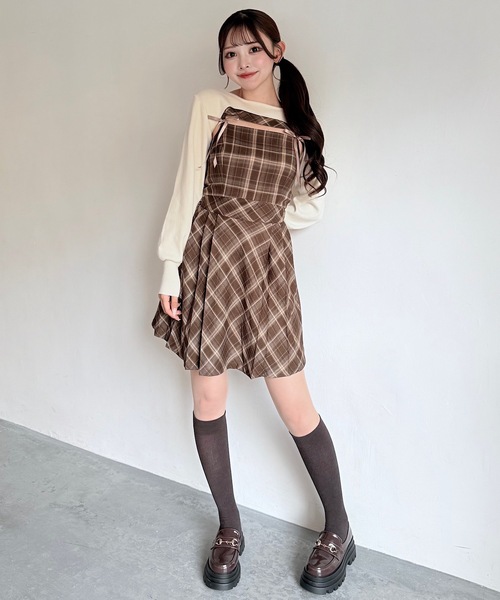 セール】ショートニット×キャミワンピースセット（ワンピース