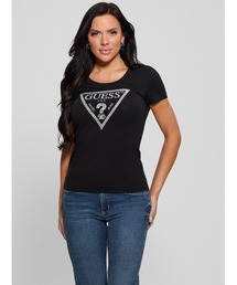 Guess | ECO Shiny Signature Triangle Tee 半袖 ロゴTシャツ レディース(Tシャツ/カットソー)