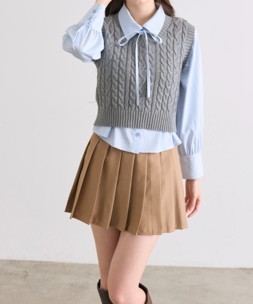 OLIVE des OLIVE（オリーブデオリーブ）の「シャツ＋ベストセット（シャツ/ブラウス・レディース・オフホワイト/チャコールグレー/ピンク・FREE）」の16枚目の写真