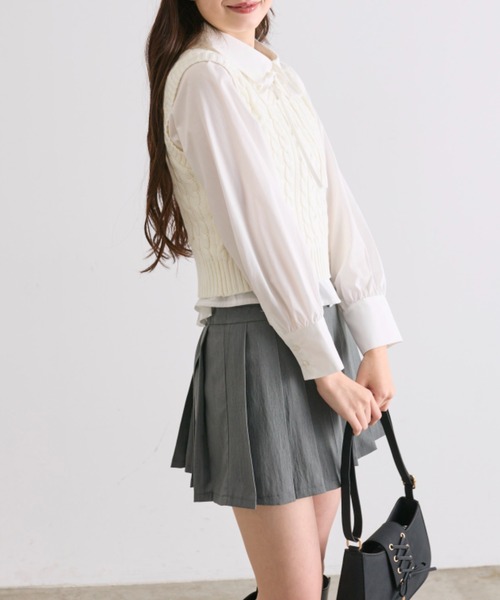 OLIVE des OLIVE（オリーブデオリーブ）の「シャツ＋ベストセット（シャツ/ブラウス・レディース・オフホワイト/チャコールグレー/ピンク・FREE）」の8枚目の写真