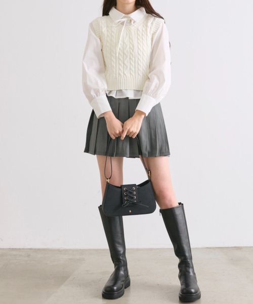 OLIVE des OLIVE（オリーブデオリーブ）の「シャツ＋ベストセット（シャツ/ブラウス・レディース・オフホワイト/チャコールグレー/ピンク・FREE）」の10枚目の写真