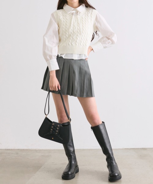 OLIVE des OLIVE（オリーブデオリーブ）の「シャツ＋ベストセット（シャツ/ブラウス・レディース・オフホワイト/チャコールグレー/ピンク・FREE）」の11枚目の写真