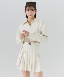 【セットアップ可能】ベルテッドプリーツミニスカート