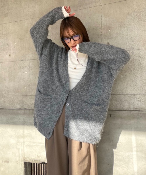 gossara(ゴサラ)の「【リアルバイ多数】アルパカ風カーディガン(カーディガン/ボレロ・レディース・杢グレー/アイボリー/ベージュ・FREE)」の2枚目の写真