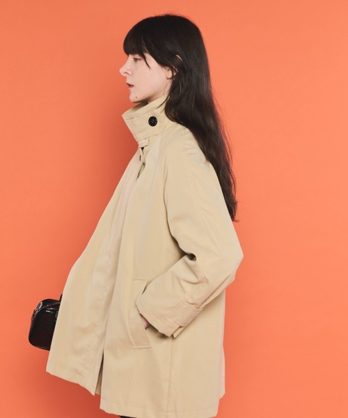 Shelly island(シェリーアイランド)の「スタンドカラーミドルトレンチコート(トレンチコート・レディース・ベージュ/カーキ・FREE)」の7枚目の写真
