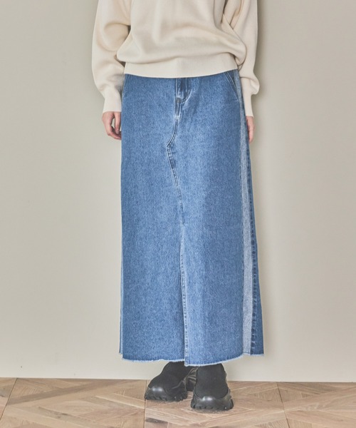 LAKOLE(ラコレ)の「サイドラインデニムスカート / 290711(デニムスカート・レディース・ライトブルー/ブラック/インディゴブルー・SMALL/LARGE/MEDIUM)」の3枚目の写真
