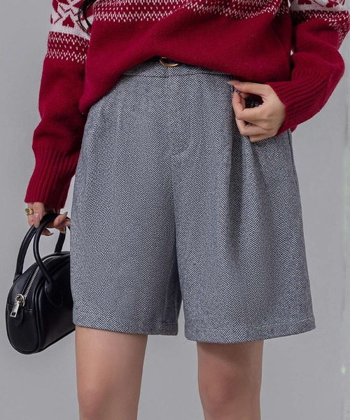 DAY CLOSET（デイ クローゼット）の「【大きいサイズ有】冬に溶け込む生地感。クラシカルウール調フロントタックハーフパンツ レディース（その他パンツ・レディース・グレー/ブラック・S/M/L/XL）」の18枚目の写真