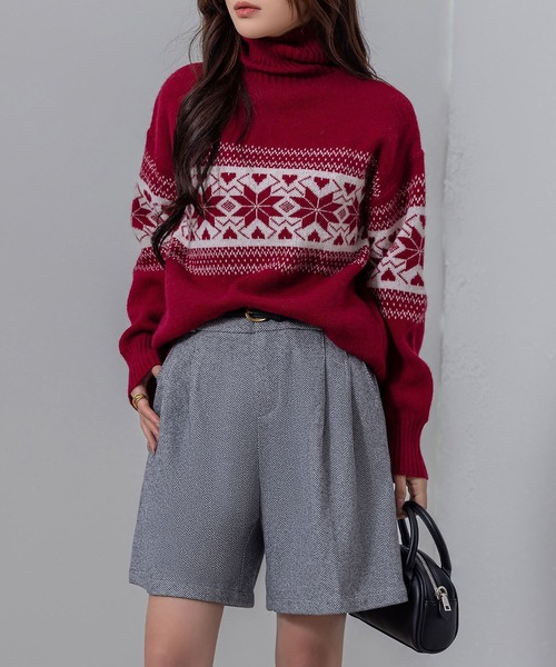 DAY CLOSET（デイ クローゼット）の「【大きいサイズ有】冬に溶け込む生地感。クラシカルウール調フロントタックハーフパンツ レディース（その他パンツ・レディース・グレー/ブラック・S/M/L/XL）」の16枚目の写真