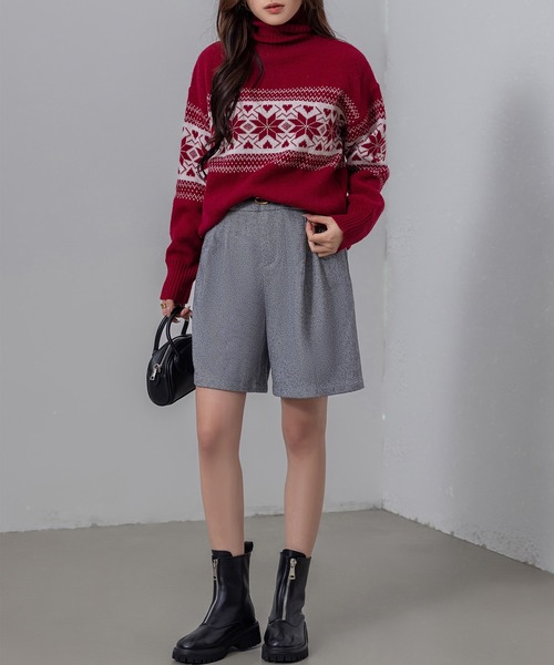 DAY CLOSET（デイ クローゼット）の「【大きいサイズ有】冬に溶け込む生地感。クラシカルウール調フロントタックハーフパンツ レディース（その他パンツ・レディース・グレー/ブラック・S/M/L/XL）」の13枚目の写真