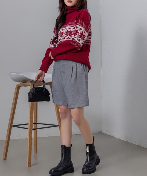 DAY CLOSET（デイ クローゼット）の「【大きいサイズ有】冬に溶け込む生地感。クラシカルウール調フロントタックハーフパンツ レディース（その他パンツ・レディース・グレー/ブラック・S/M/L/XL）」の12枚目の写真