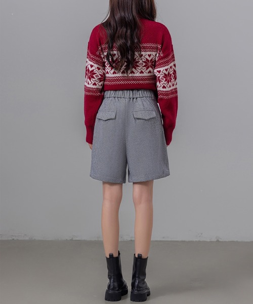 DAY CLOSET（デイ クローゼット）の「【大きいサイズ有】冬に溶け込む生地感。クラシカルウール調フロントタックハーフパンツ レディース（その他パンツ・レディース・グレー/ブラック・S/M/L/XL）」の11枚目の写真