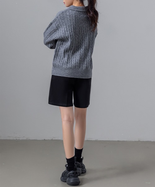 DAY CLOSET（デイ クローゼット）の「【大きいサイズ有】冬に溶け込む生地感。クラシカルウール調フロントタックハーフパンツ レディース（その他パンツ・レディース・グレー/ブラック・S/M/L/XL）」の21枚目の写真