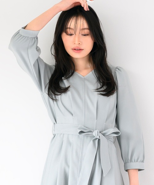 異素材ミックス☆ワンピース ノースリ デニム シフォン ミディ 異素材ミックス☆ワンピース ノースリ デニム シフォン ミディ