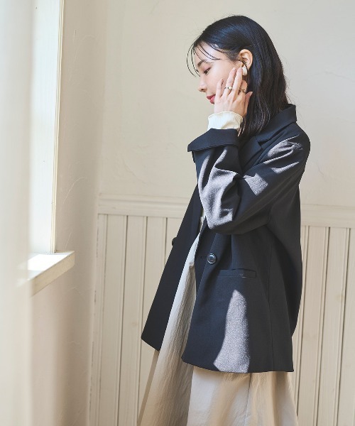未使用タグ付き　プランテーション　はるひドット　リネン　コットン　ジャケット リネンライク ダブルブレストジャケット（テーラードジャケット