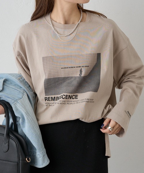 PUAL CE CIN(ピュアルセシン)の「フォトプリントロングスリーブカットソー(Tシャツ/カットソー・レディース・ベージュ/オフホワイト・FREE)」の10枚目の写真