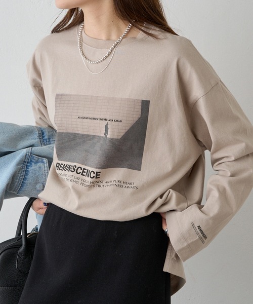 PUAL CE CIN(ピュアルセシン)の「フォトプリントロングスリーブカットソー(Tシャツ/カットソー・レディース・ベージュ/オフホワイト・FREE)」の11枚目の写真