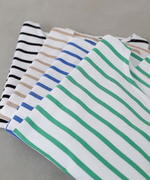 n'OrLABEL（ノアールレーベル）の「『ボーダーバスクロンT』（Tシャツ/カットソー・レディース・グリーン/ブラック/ベージュ/ブルー・2/1）」の18枚目の写真