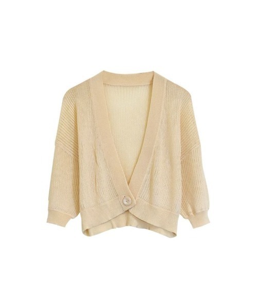 aquagarage（アクアガレージ）の「サマーニットカーディガン（カーディガン/ボレロ・レディース・ベージュ/パープル/ブラック/アイボリー・ONESIZE）」の7枚目の写真