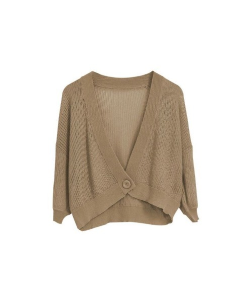 aquagarage（アクアガレージ）の「サマーニットカーディガン（カーディガン/ボレロ・レディース・ベージュ/パープル/ブラック/アイボリー・ONESIZE）」の8枚目の写真