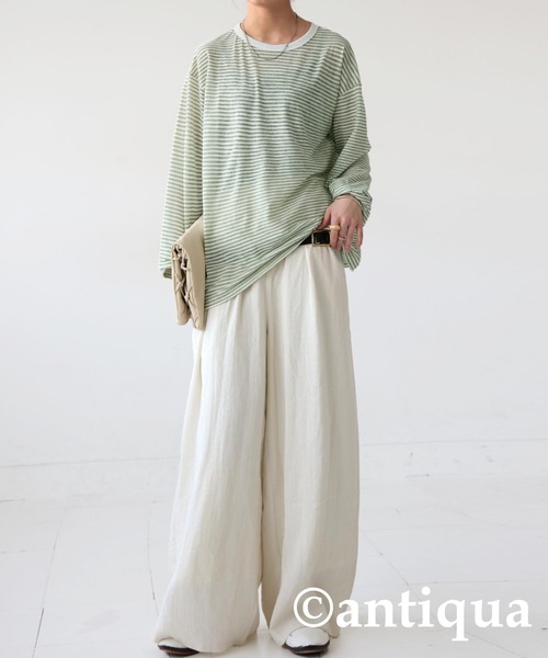 antiqua(アンティカ)の「ボーダーロンT(Tシャツ/カットソー・レディース・ネイビー/グリーン/ブラック・ONESIZE)」の8枚目の写真