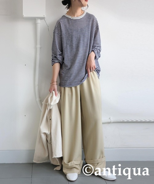 antiqua(アンティカ)の「ボーダーロンT(Tシャツ/カットソー・レディース・ネイビー/グリーン/ブラック・ONESIZE)」の12枚目の写真